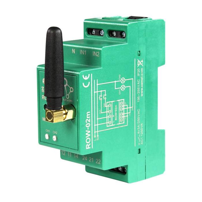 RECEPTOR WI-FI MODULAR CU 2 CANALE – ZAMEL ROW-02M Receptorul modular Wi-Fi ROW-02M face parte din sistemul Supla, permițând controlul independent al oricăror două dispozitive / circuite. Dispozitivul poate fi instalat în cutia de distribuție, astfel încât este foarte versatil. Este ideal pentru controlul circuitelor de 230V și de joasă tensiune. CARACTERISTICI comunicație radio WiFi de 2,4 GHz carcasa modulară permite instalarea în tabloul de distribuție electrică cele două canale pot fi controlate local sau de pe un smartphone posibilitatea de a controla două canale în mod independent compatibilitate cu majoritatea întrerupătoarelor și butoanelor existente pe piaţă DATE TEHNICE Metodă de instalare: Șină DIN (TH35) Alimentare cu energie: 230 V AC Număr relee: 2 Sarcină releu: 2 x NO / NC 16A / 250 V AC Comunicaţie: Wi-Fi 2.4GHz 802.11 b/g/n Număr canale de ieșire: 2 Putere canal de ieșire: 16 A / canal